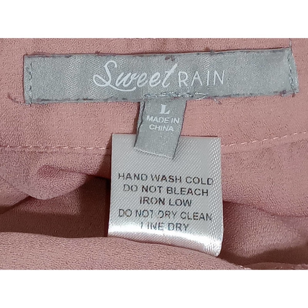 𝅺SWEET Rain Work BLOUSE Antique Rose Pink Navy Cream Top - Picture 6 of 8